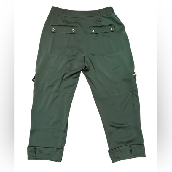 ME + EM Satin Cargo Cropped Utility Trouser Size 14 in Green - Picture 7 of 12